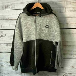 Akademiks Men's Full Zip Hoodie‎ Gray Black Colorblock Logo Size 4xl